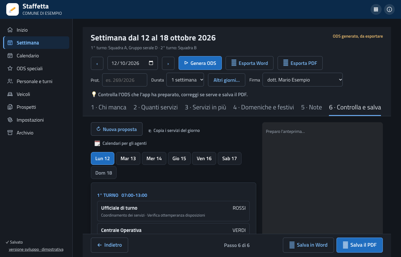 La stessa settimana con il tema scuro del computer
